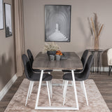 Inca Extentiontable - šedý "dub" / bílá Nohy+Polar Jídelní židle - Bílé Nohy - Black Fabric_4