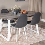 Inca Extentiontable - šedý "dub" / bílá Nohy+Polar Jídelní židle - Bílé Nohy - Black Fabric_4