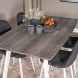 Inca Extentiontable - šedý "dub" / bílá Nohy+Polar Jídelní židle - Bílé Nohy - Black Fabric_4