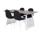 Inca Extentiontable - šedý "dub" / bílá Nohy+Polar Jídelní židle - Bílé Nohy - Black Fabric_4