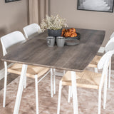 Inca Extentiontable - šedý "dub" / bílá Nohy + Jídelní židle Polly - bílá / Nature _4