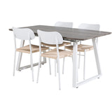 Inca Extentiontable - šedý "dub" / bílá Nohy + Jídelní židle Polly - bílá / Nature _4