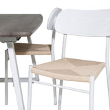 Inca Extentiontable - šedý "dub" / bílá Nohy + Jídelní židle Polly - bílá / Nature _4