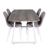 Inca Extentiontable - šedý "dub" / bílá Nohy + Polar Chair - Šedá látka Bílé Nohy _4