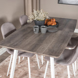 Inca Extentiontable - šedý "dub" / bílá Nohy + Polar Chair - Šedá látka Bílé Nohy _4