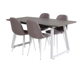 Inca Extentiontable - šedý "dub" / bílá Nohy + Polar Chair - Šedá látka Bílé Nohy _4