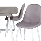 Inca Extentiontable - šedý "dub" / bílá Nohy + Polar Chair - Šedá látka Bílé Nohy _4