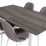 Inca Extentiontable - šedý "dub" / bílá Nohy + Polar Chair - Šedá látka Bílé Nohy _4
