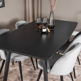 Rozšiřitelný Inca - černý top / černé nohy + sametová jídelní židle - světle šedá / černá_4