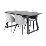 Rozšiřitelný Inca - černý top / černé nohy + sametová jídelní židle - světle šedá / černá_4