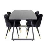 Rozšiřitelný Inca - černý vrch / černé nohy + sametová jídelní židle mosaz - černá / černá_4