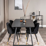 Rozšiřitelný Inca - černý vrch / černé nohy + sametová jídelní židle mosaz - černá / černá_4