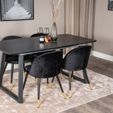 Rozšiřitelný Inca - černý vrch / černé nohy + sametová jídelní židle mosaz - černá / černá_4