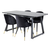 Rozšiřitelný Inca - černý vrch / černé nohy + sametová jídelní židle mosaz - černá / černá_4