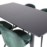 Inca Extentiontable - Černá deska / černá Nohy+Velvet Jídelní židle - Zelená / Černá_4