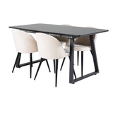 Rozšiřitelný Inca - černý top / černé nohy + sametová jídelní židle - béžová / černá_4