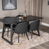 Inca Extentiontable - Černá top / černá Nohy+Velvet Jídelní židle w. Stiches - PU - Black / Black_4