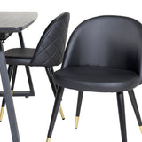 Inca Extentiontable - Černá top / černá Nohy+Velvet Jídelní židle w. Stiches - PU - Black / Black_4