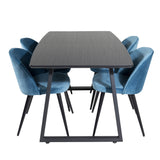 Inca Extentiontable - Černá deska / černá Nohy+Velvet Jídelní židle - Modrá / Černá_4