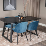 Inca Extentiontable - Černá deska / černá Nohy+Velvet Jídelní židle - Modrá / Černá_4