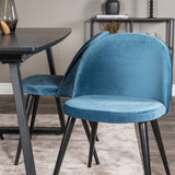 Inca Extentiontable - Černá deska / černá Nohy+Velvet Jídelní židle - Modrá / Černá_4