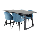 Inca Extentiontable - Černá deska / černá Nohy+Velvet Jídelní židle - Modrá / Černá_4