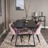 Rozšiřitelný Inca - černý top / černé nohy + sametová jídelní židle mosaz - růžová / černá_4