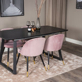 Rozšiřitelný Inca - černý top / černé nohy + sametová jídelní židle mosaz - růžová / černá_4