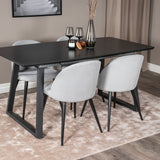 Rozšiřitelný Inca - černý top / černé nohy + sametová jídelní židle manšestr - světle šedá / černá_4