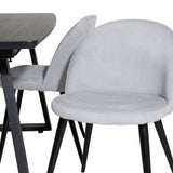 Rozšiřitelný Inca - černý top / černé nohy + sametová jídelní židle manšestr - světle šedá / černá_4