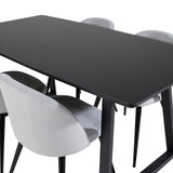 Rozšiřitelný Inca - černý top / černé nohy + sametová jídelní židle manšestr - světle šedá / černá_4