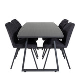 Inca Extentiontable - Černá top / černá Nohy+Gemma Jídelní židle - Černé nohy - Black Fabric_4