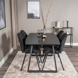 Inca Extentiontable - Černá top / černá Nohy+Gemma Jídelní židle - Černé nohy - Black Fabric_4