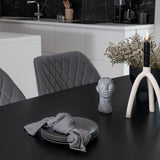 Rozšiřitelný Inca - černý top / černé nohy+jídelní židle Gemma - černé nohy - šedá látka_4