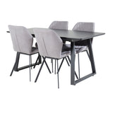 Rozšiřitelný Inca - černý top / černé nohy+jídelní židle Gemma - černé nohy - šedá látka_4