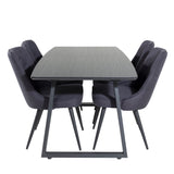 Rozšiřitelný Inca - Černá top / černá Nohy+Velvet Deluxe Jídelní židle - Černé nohy - Black Fabric_4