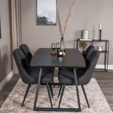 Rozšiřitelný Inca - Černá top / černá Nohy+Velvet Deluxe Jídelní židle - Černé nohy - Black Fabric_4