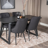 Rozšiřitelný Inca - Černá top / černá Nohy+Velvet Deluxe Jídelní židle - Černé nohy - Black Fabric_4