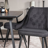 Rozšiřitelný Inca - Černá top / černá Nohy+Velvet Deluxe Jídelní židle - Černé nohy - Black Fabric_4