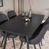 Rozšiřitelný Inca - Černá top / černá Nohy+Velvet Deluxe Jídelní židle - Černé nohy - Black Fabric_4