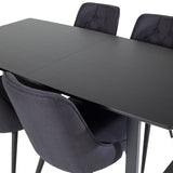 Rozšiřitelný Inca - Černá top / černá Nohy+Velvet Deluxe Jídelní židle - Černé nohy - Black Fabric_4