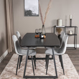 Rozšiřitelný Inca - černý vrch / černé nohy+jídelní židle Polar Diamond - černé nohy - šedá Velvet_4