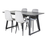 Rozšiřitelný Inca - černý vrch / černé nohy+jídelní židle Polar Diamond - černé nohy - šedá Velvet_4