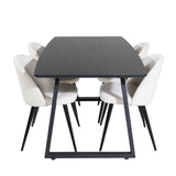 Rozšiřitelný Inca - černý top / černé nohy + sametová jídelní židle manšestr - béžová / černá_4