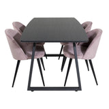 Inca Extentiontable - Černá top / černá Nohy+Velvet Jídelní židle Manšestr - Růžová / Černá_4