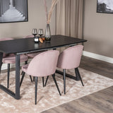 Inca Extentiontable - Černá top / černá Nohy+Velvet Jídelní židle Manšestr - Růžová / Černá_4