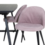 Inca Extentiontable - Černá top / černá Nohy+Velvet Jídelní židle Manšestr - Růžová / Černá_4