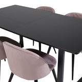 Inca Extentiontable - Černá top / černá Nohy+Velvet Jídelní židle Manšestr - Růžová / Černá_4