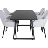 Rozšiřitelný Inca - černý vrch / černé nohy + komfortní jídelní židle - černé nohy / světle šedý manšestr _4