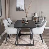 Rozšiřitelný Inca - černý vrch / černé nohy + komfortní jídelní židle - černé nohy / světle šedý manšestr _4